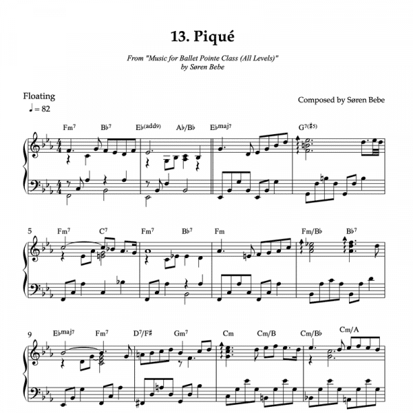 A beautiful ballad in 4/4 composed by Soren Bebe for piqué ballet exercises