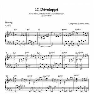 piano sheet music for développé ballet pointe class exercises