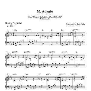 Sheet music for "Adagio" (PDF) | Track 20 from the album "Music for Ballet Pointe Class (All Levels)" by Søren Bebe