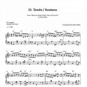 piano sheet music for ballet pointe class tendu/soutenu exercises