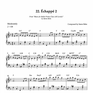 piano sheet music for an échappé ballet class exercise