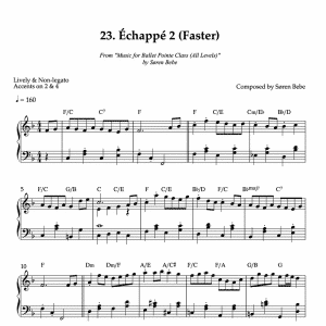 sheet music for fast échappé exercises in the ballet pointe class