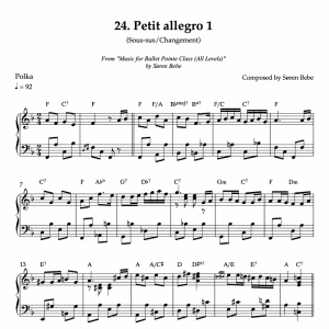 piano sheet music for petit allegro sous-sus or changement exercises