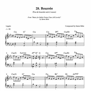 piano score for bourrée ballet exercises