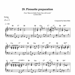 piano sheet music for pirouette preparation