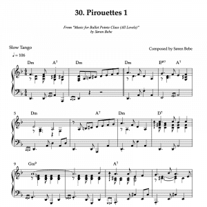 tango piano sheet music for ballet class pirouette exercise
