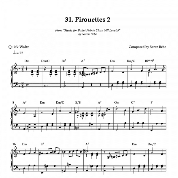 waltz piano sheet music for ballet pointe class