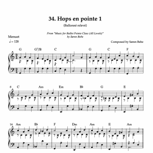 piano score for ballet pointe dance class hops en pointe exercises like ballonne releve