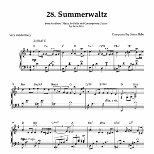Summer Waltz | Piano Sheet Music (PDF) | from "Music for Ballet & Contemporary Classes" by Søren Bebe