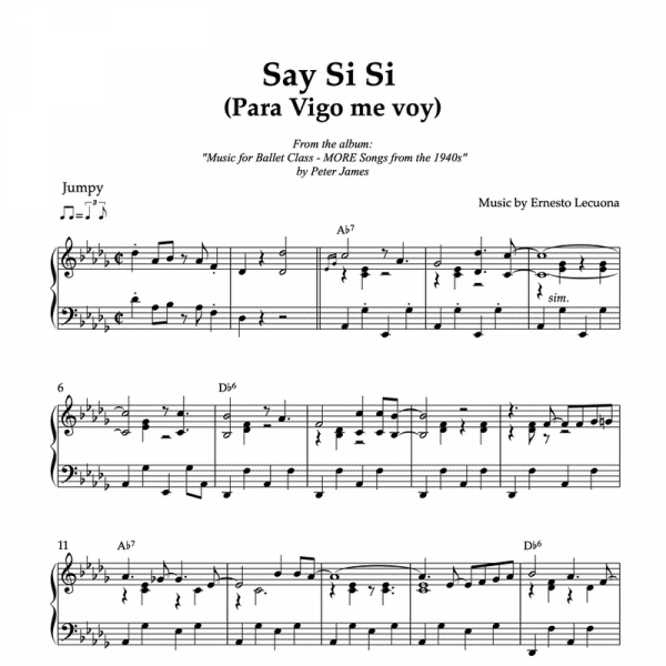 Piano sheet music for Say Si Si (Para Vigo me voy)