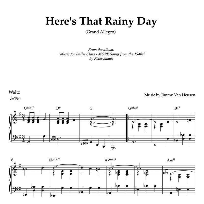 HERE'S THAT RAINY DAY Sheet music