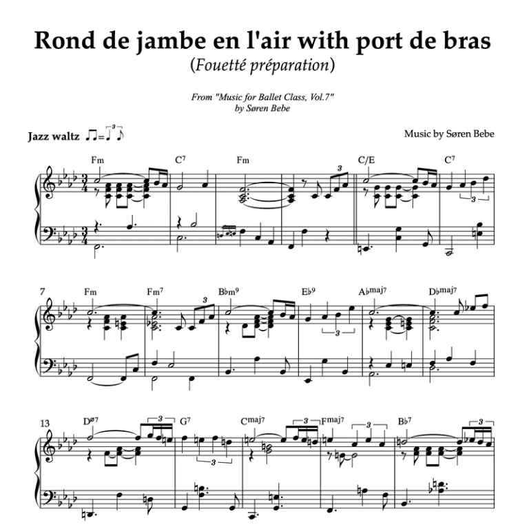 Musical Score Rond Rond de jambe en l’air with port de bras (Fouetté préparation) | Sheet ...