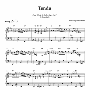 tendu piano sheet music for ballet by soren bebe